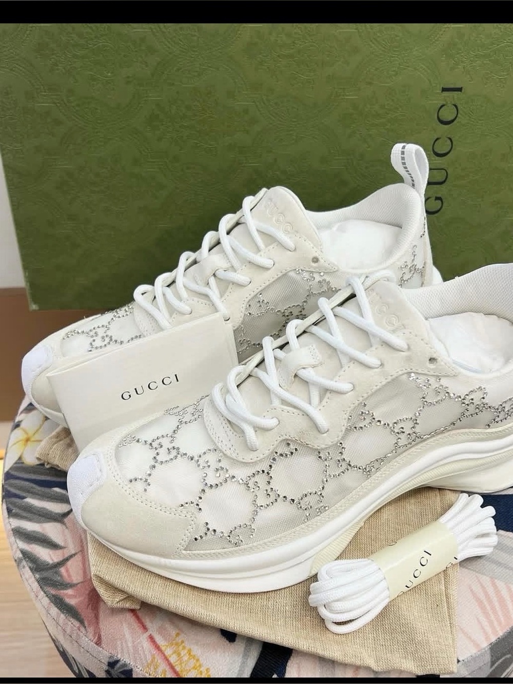 GUCCI Gg Crystal Run Sneakers - White
